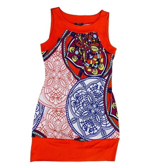 XOXO Multicolor Abstract Print Pullover Sleeveless Stretchy Dress Sz S - Picture 1 of 12